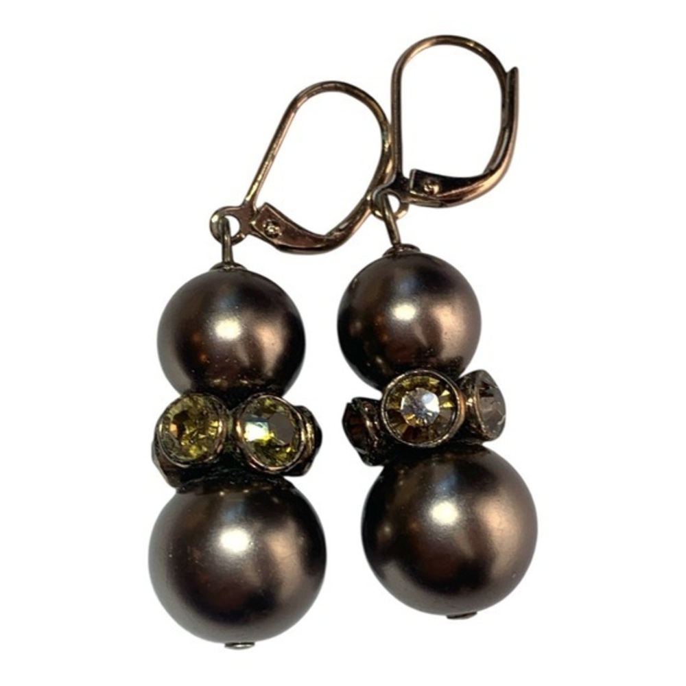 Givenchy Elegant Bronze Faux Pearl Drop Earrings